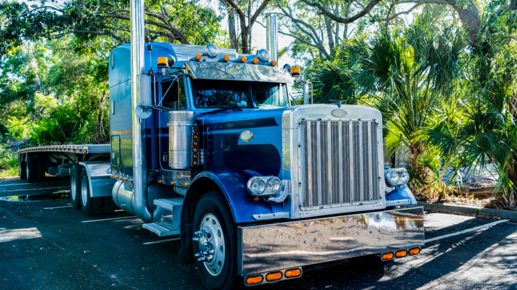 Florida commercial vehicle compliance guide for new carriers, showing a commercial truck and Florida transportation operations.